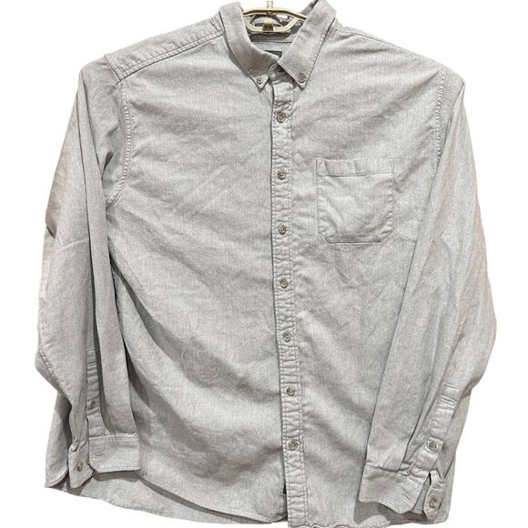 Eddie Bauer Mens Button Up Shirt XXLT Gray Classic Fit Long Sleeve Cotton STAINS - Picture 1 of 10